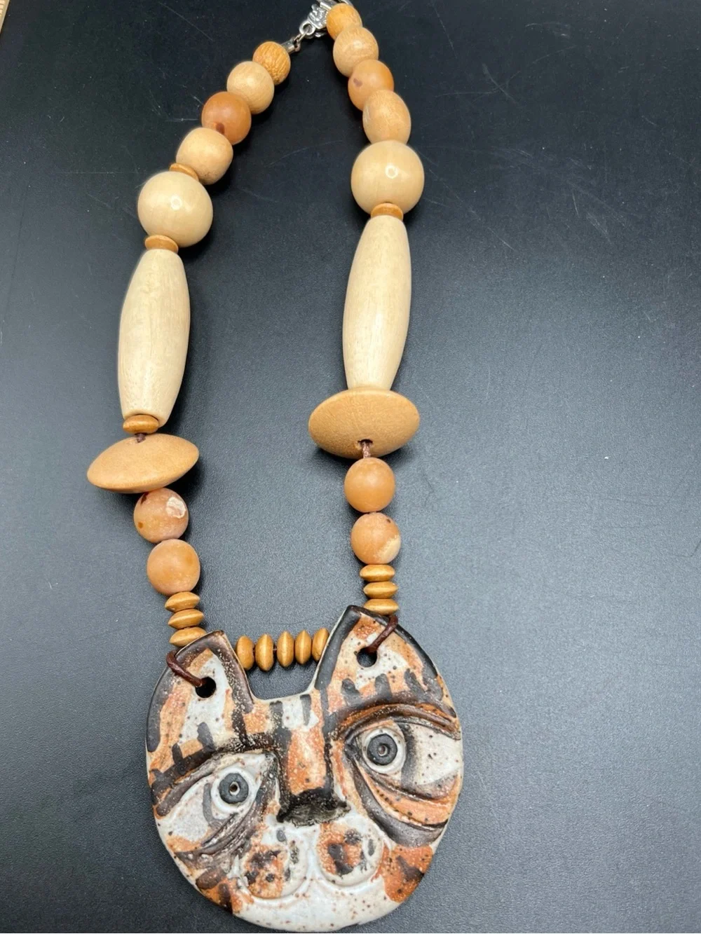 9 pc Lot Safari Theme Jewelry Collection Wood Carved Browns Black Vintage To Now